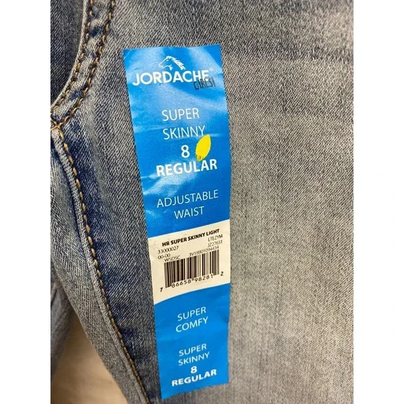 Jordache Girls Super Skinny Stretch Blue Jeans Buttons Up Size: 8 Regular - Picture 3 of 7